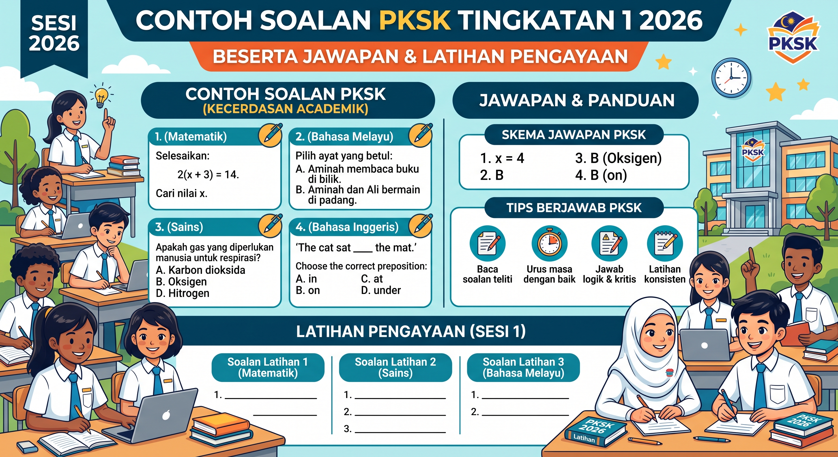 Contoh Soalan PKSK Tingkatan 1 2026 Beserta Jawapan & Latihan